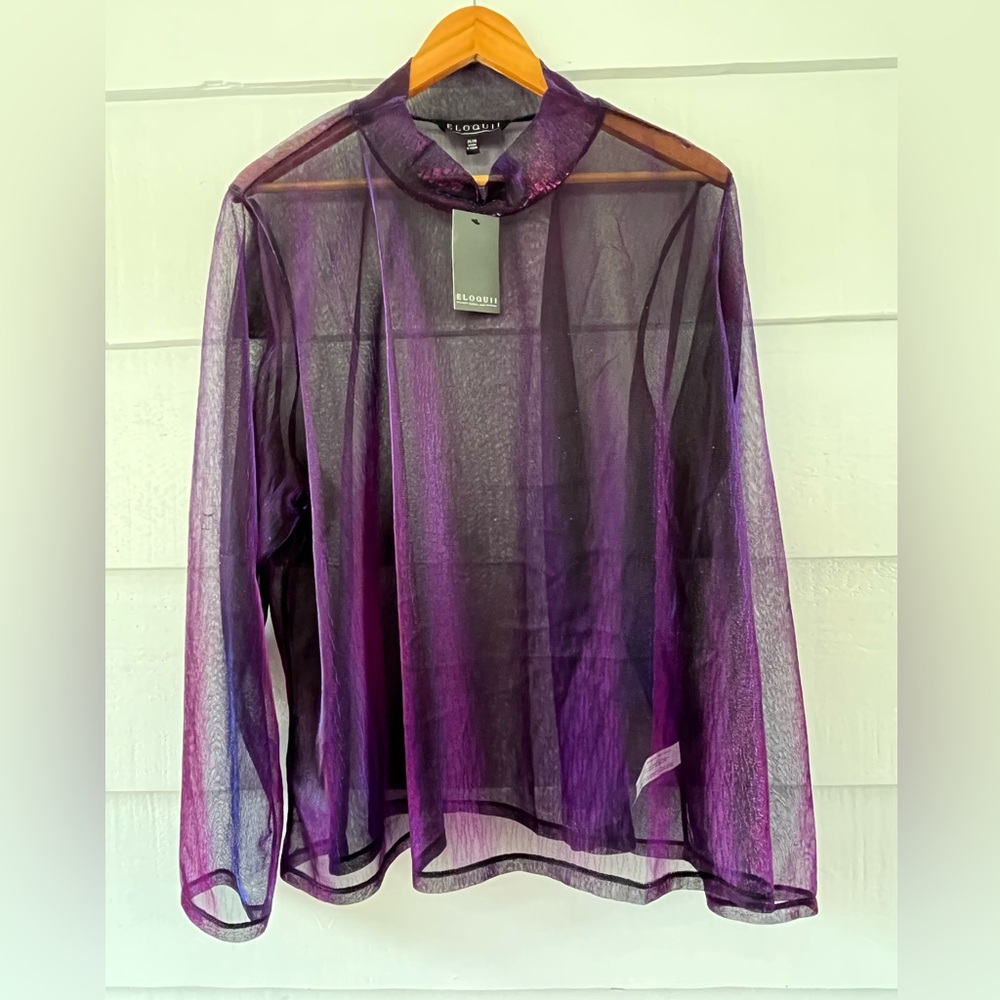 Eloquii Purple Sheer Blouse